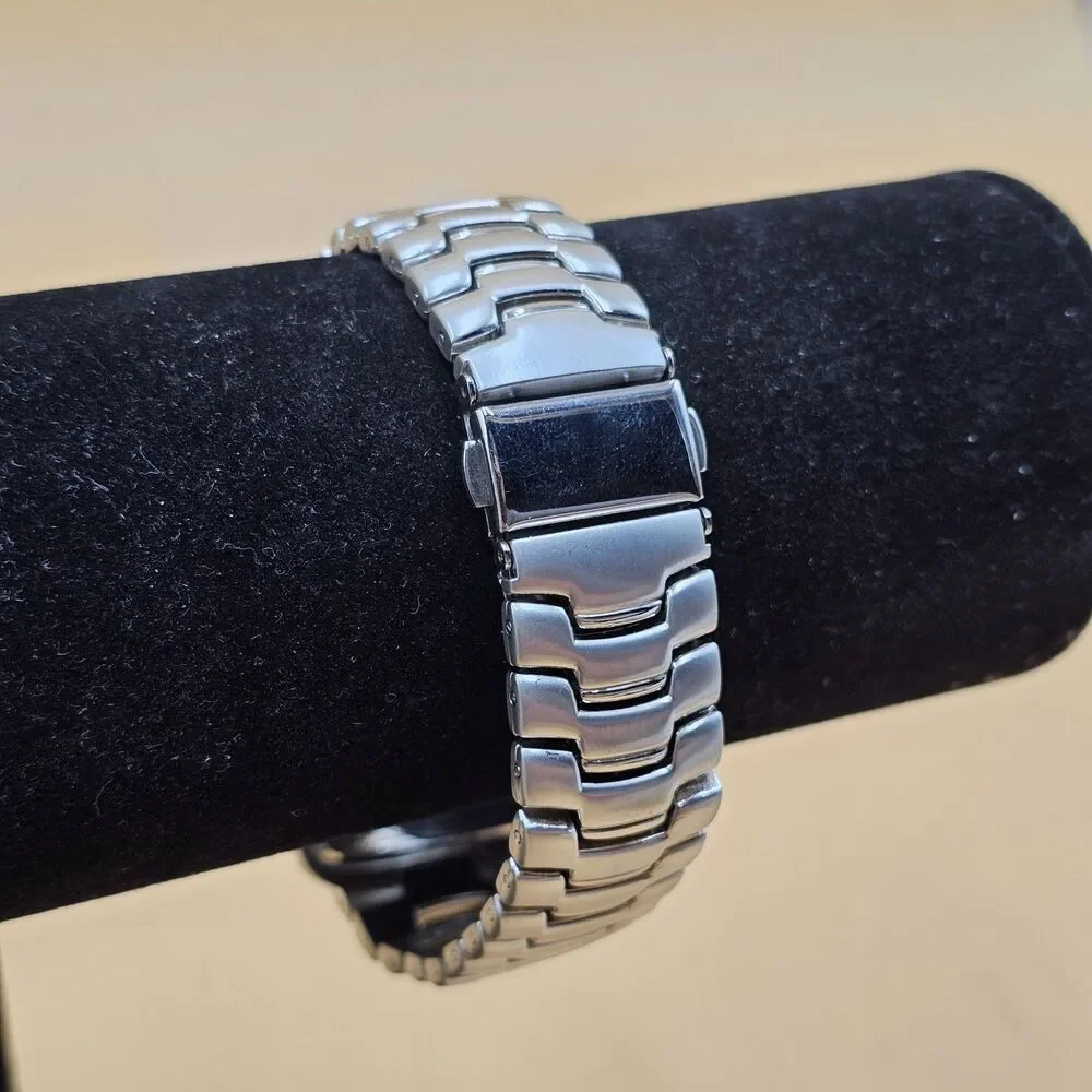 Geneva Quartz Silver Tone Men's Stainless Steel Watch Japan Movt Luminous Hands